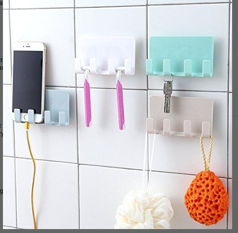 Mobile Phone Holders Phone Charger Wall Mounted 4 Hooks Storage Hanger Rack Bathroom Hanging Holder Mobile charger stand walls