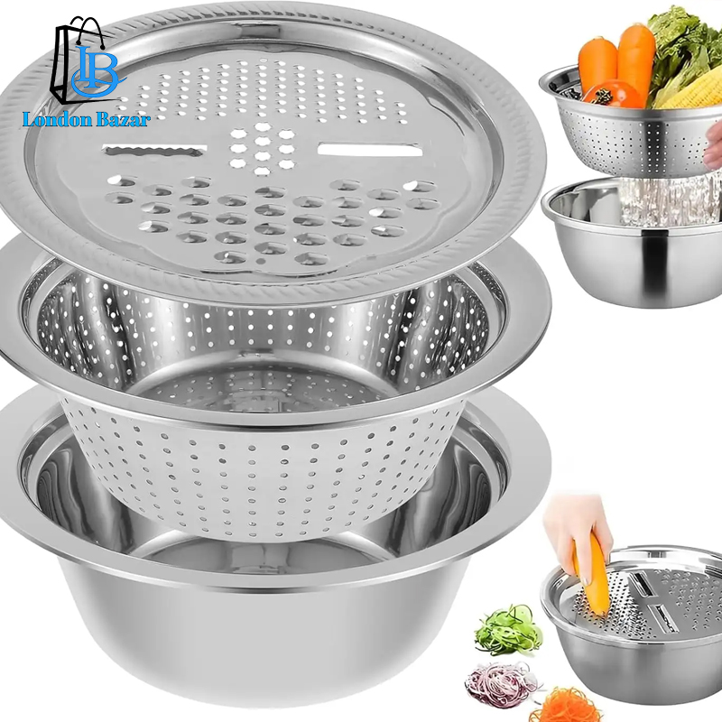 3 In 1 Vegetable Cutter with Drain Basket